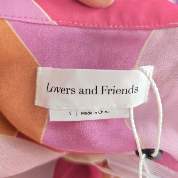 NWT Lovers + Friends Feeling Groovy Romper in Fuschia Geo Pink Small Fla… - Picture 5 of 10